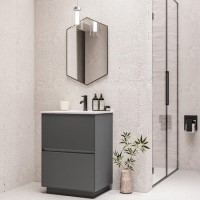 Grade A2 - 600mm Grey Freestanding Vanity Unit with Basin - Roxbi