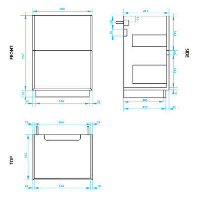 Grade A1 - 600mm Grey Freestanding Countertop Vanity Unit with Basin - Roxbi