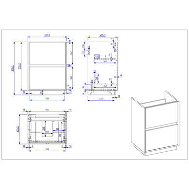 Grade A1 - 600mm Grey Freestanding Countertop Vanity Unit with Basin - Roxbi