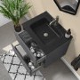 600mm Grey Freestanding Vanity Unit with Matt Black Basin - Roxbi