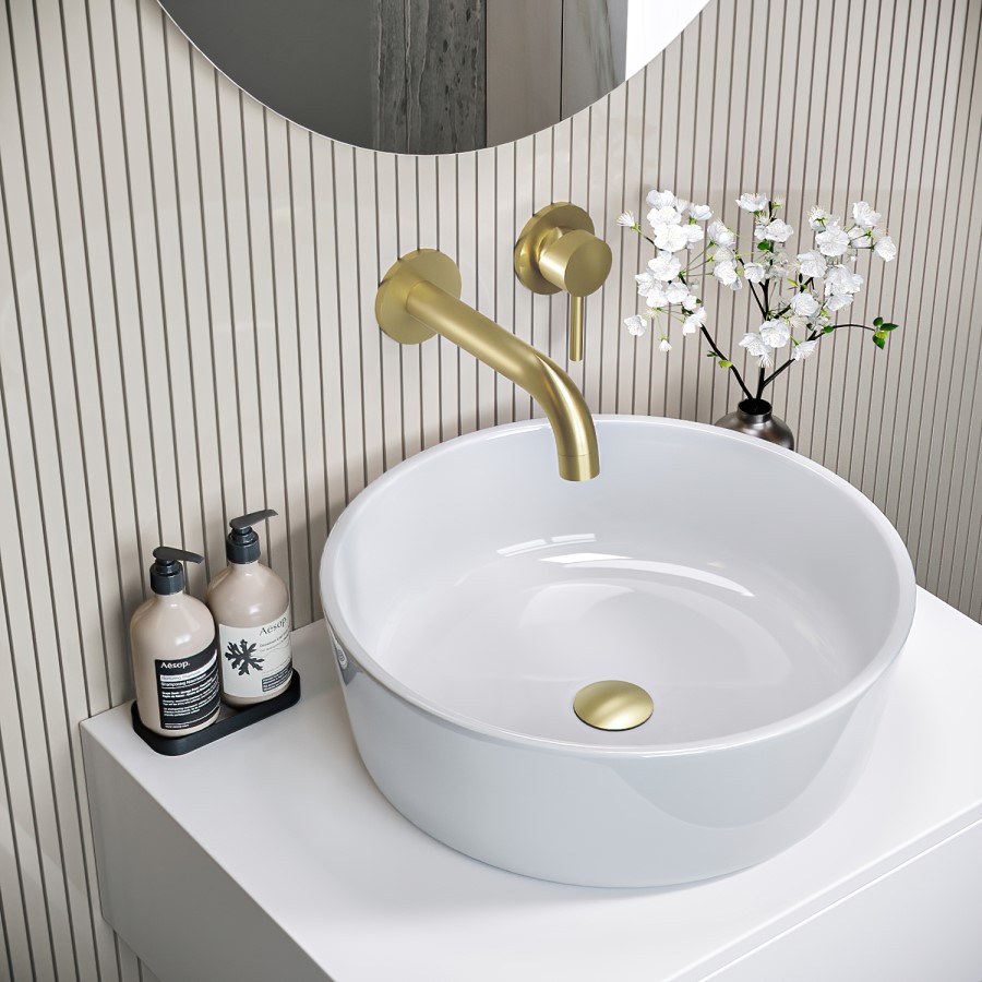 Grade A1 - 800mm Wood Effect Wall Hung Countertop Vanity Unit with Basin - Roxbi