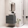 600mm Grey Wall Hung Countertop Vanity Unit with Basin - Roxbi