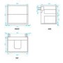 Grade A1 - 600mm Grey Wall Hung Countertop Vanity Unit with Basin - Roxbi