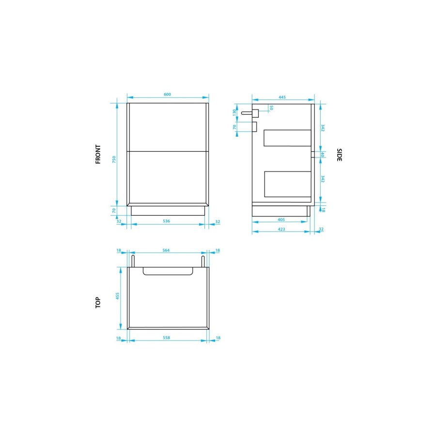 Grade A1 - 600mm Grey Freestanding Vanity Unit with Matt White Basin - Roxbi