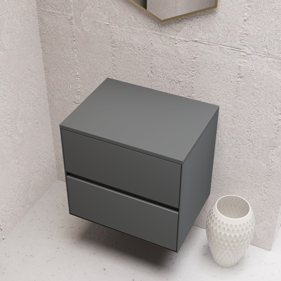 600mm Grey Wall Hung Countertop Vanity Unit- Roxbi