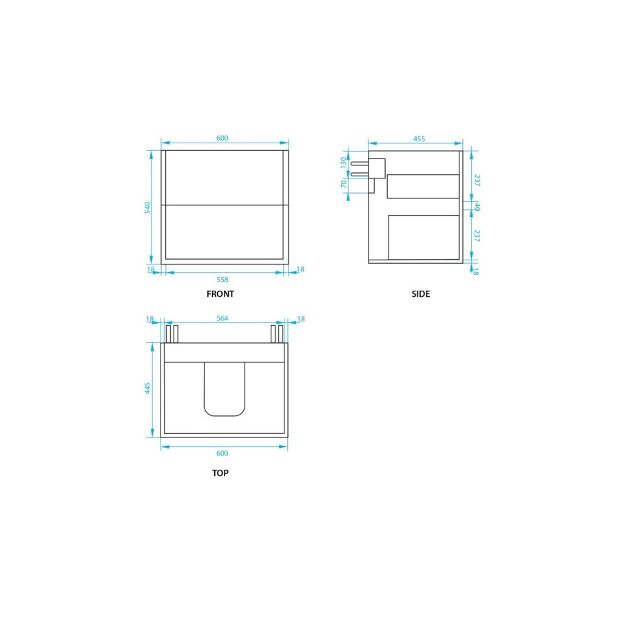 600mm Wood Effect Wall Hung Countertop Vanity Unit- Roxbi