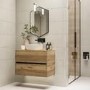 Grade A1 - 800mm Wood Effect Wall Hung Countertop Vanity Unit with Basin - Roxbi