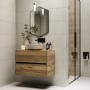 Grade A1 - 800mm Wood Effect Wall Hung Countertop Vanity Unit with Basin - Roxbi