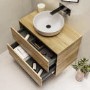 800mm Wood Effect Wall Hung Countertop Vanity Unit with Basin - Roxbi