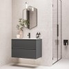Grade A1 -800mm Grey Wall Hung Vanity Unit with Basin - Roxbi