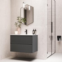 Grade A1 - 800mm Grey Wall Hung Vanity Unit with Basin - Roxbi Grade A1 - 800mm Grey Wall Hung Vanity Unit with Basin - Roxbi