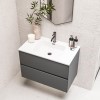 Grade A1 -800mm Grey Wall Hung Vanity Unit with Basin - Roxbi