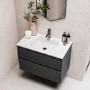 Grade A2 - 800mm Grey Wall Hung Vanity Unit with Basin - Roxbi