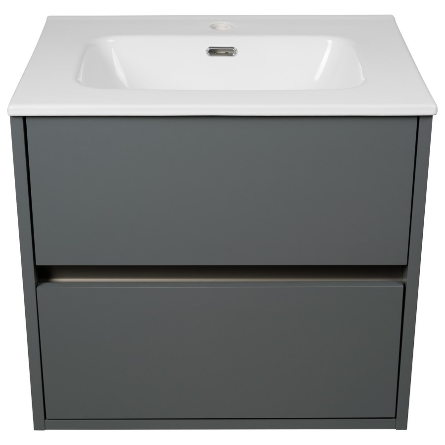 Grade A1 - 800mm Grey Wall Hung Vanity Unit with Basin - Roxbi