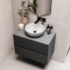 800mm Grey Wall Hung Countertop Vanity Unit with Basin - Roxbi