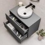 Grade A1 - 800mm Grey Wall Hung Countertop Vanity Unit with Basin - Roxbi