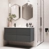 Grade A1 - 1200mm Grey Wall Hung Double Vanity Unit with Basin - Roxbi