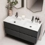 Grade A1 - 1200mm Grey Wall Hung Double Vanity Unit with Basin - Roxbi
