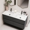 Grade A1 - 1200mm Grey Wall Hung Double Vanity Unit with Basin - Roxbi
