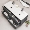 Grade A1 - 1200mm Grey Wall Hung Double Vanity Unit with Basin - Roxbi