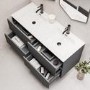 Grade A1 - 1200mm Grey Wall Hung Double Vanity Unit with Basin - Roxbi