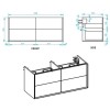 Grade A1 - 1200mm Grey Wall Hung Double Vanity Unit with Basin - Roxbi
