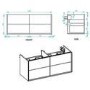 Grade A1 - 1200mm Grey Wall Hung Double Vanity Unit with Basin - Roxbi