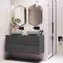 1200mm Grey Wall Hung Double Countertop Vanity Unit with Basin - Roxbi