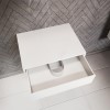 White Wall Hung Vanity Unit with Marble Effect Basin and Wall Mounted Marble Handle Tap - Lorano