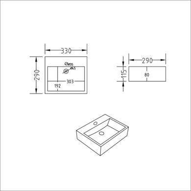 Cloakroom Black Wall Hung Basin with Waste 330mm - Houston