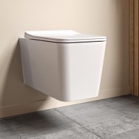 White Wall Hung Rimless Toilet and Soft Close Seat - Augusta White Wall Hung Rimless Toilet and Soft Close Seat - Augusta
