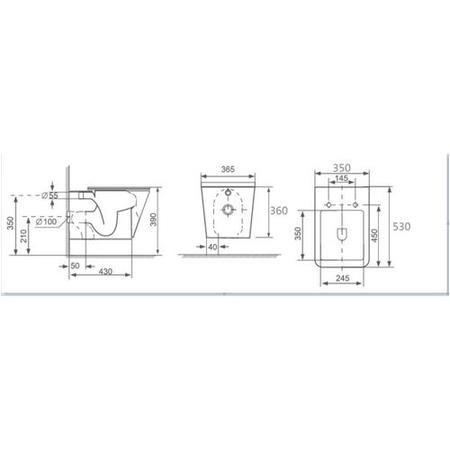 Grade A1 - White Wall Hung Rimless Toilet and Soft Close Seat - Augusta
