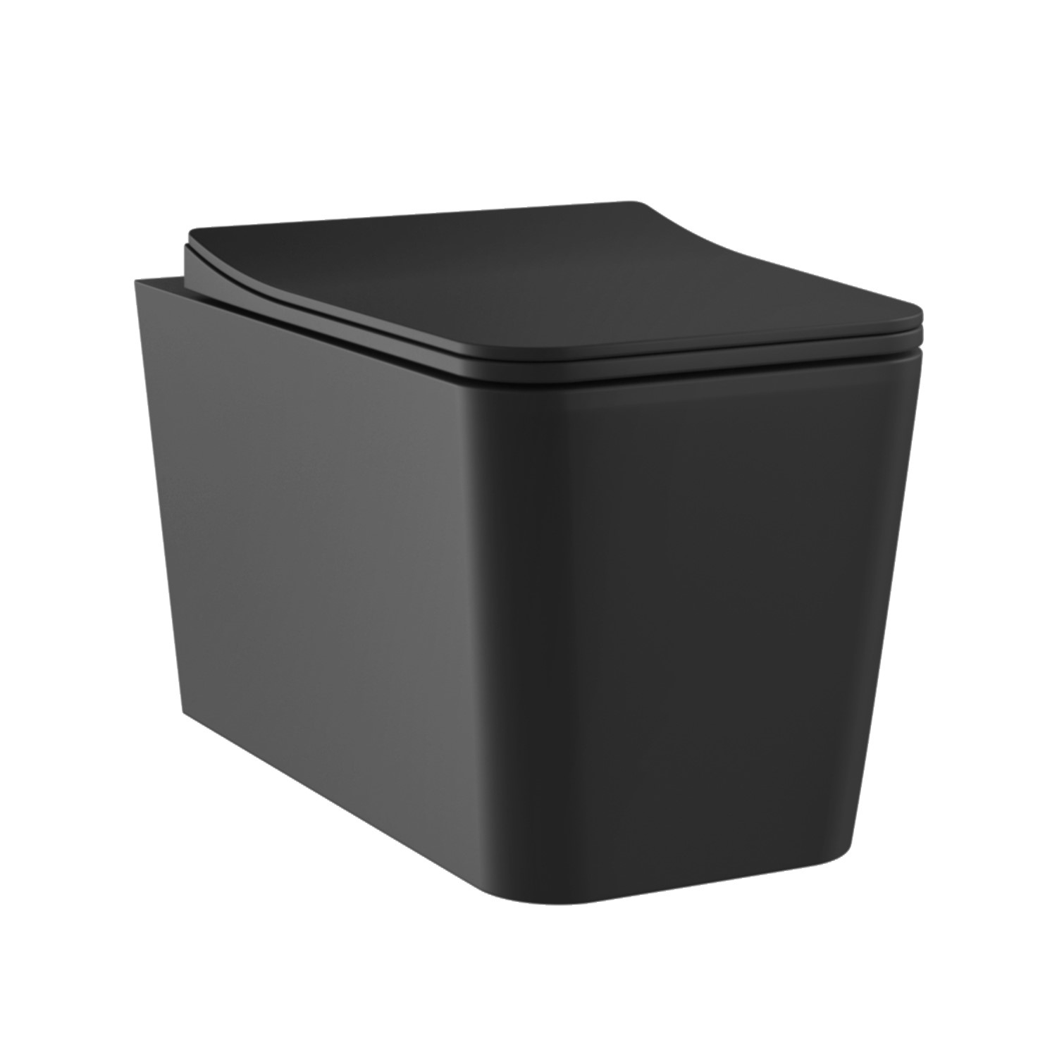 Black Wall Hung Toilet with Soft Close Seat Frame Cistern and Chrome