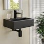 Cloakroom Black Wall Hung Basin with Waste 400mm - Houston