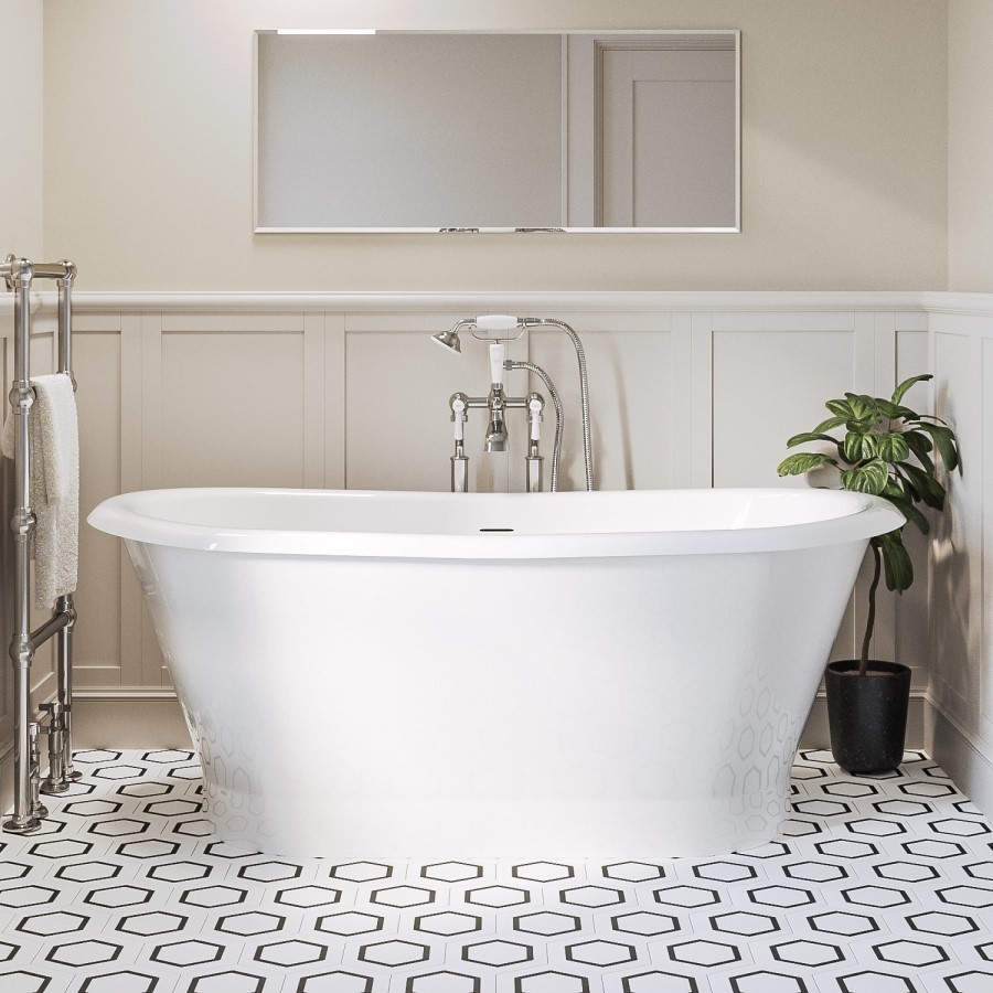 Traditional Freestanding Bath Suite with Toilet & Chrome Wash Stand with Basin - Helmsley
