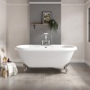 Paintable Freestanding Double Ended Roll Top Bath with Feet 1515 x 740mm - Park Royal