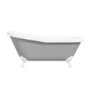 Grey Freestanding Single Ended Roll Top Slipper Bath with White Feet 1615 x 690mm - Baxenden