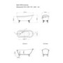 Grey Freestanding Single Ended Roll Top Slipper Bath with White Feet 1615 x 690mm - Baxenden