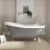 Matt Grey Roll Top Freestanding Slipper Bath with Chrome Feet 1615 x 690mm - Baxenden