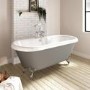 Matt Grey Double Ended Roll Top Freestanding Bath with Chrome Feet 1515 x 740mm - Park Royal