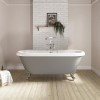 Matt Grey Double Ended Roll Top Freestanding Bath with Chrome Feet 1515 x 740mm - Park Royal
