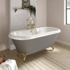 Matt Grey Double Ended Freestanding Bath with Brushed Brass Feet  1515 x 740mm - Park Royal