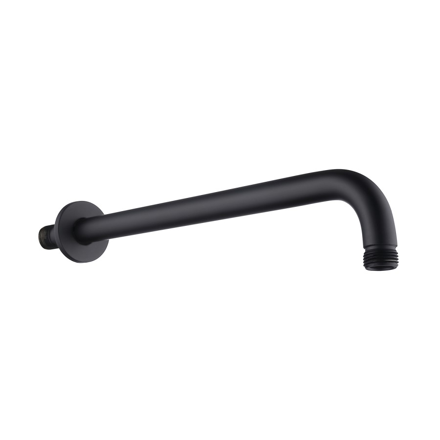 Grade A2 - 230mm Black Traditional Shower Head with Wall Arm