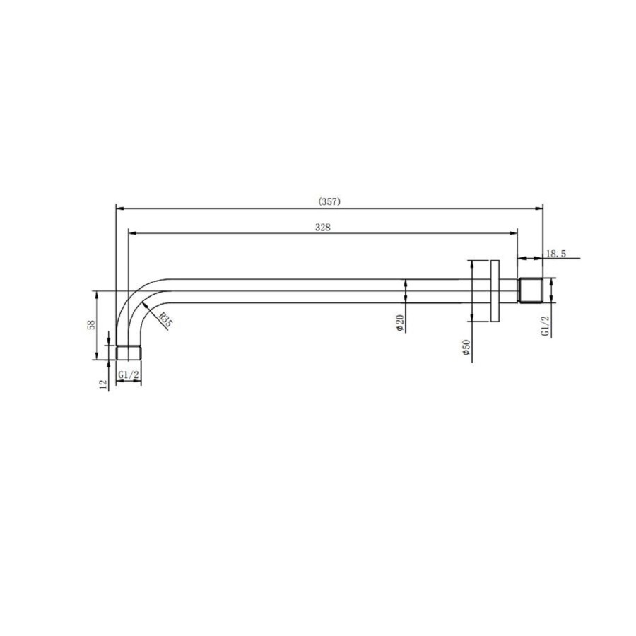 Grade A2 - 230mm Black Traditional Shower Head with Wall Arm