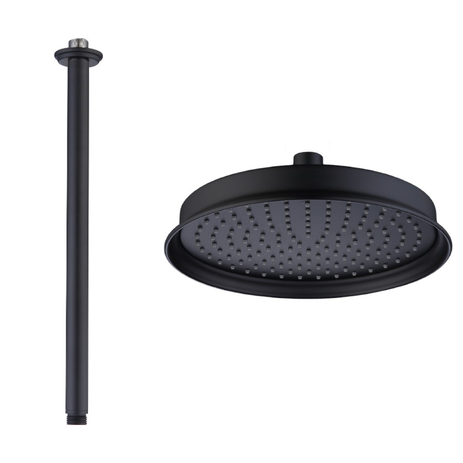 Grade A1 - Black Shower Head with Ceiling Arm - Camden