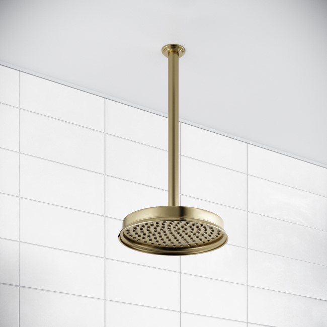 230mm Brushed Brass Traditional Shower