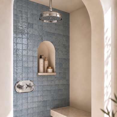Chrome 1 Outlet Ceiling Mounted Thermostatic Mixer Shower Set - Camden