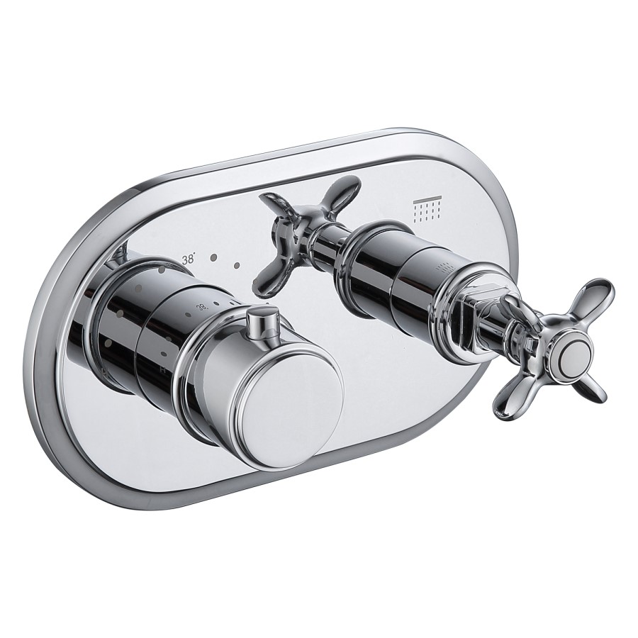 Chrome 1 Outlet Wall Mounted Thermostatic Mixer Shower Set - Camden