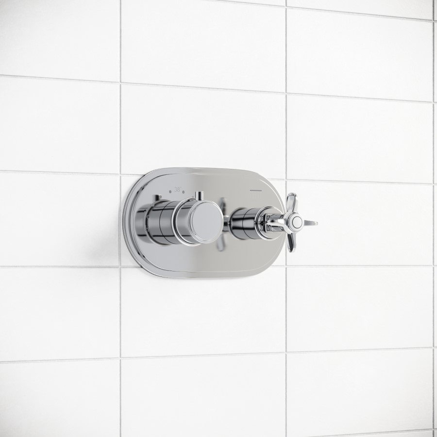 Chrome 1 Outlet Thermostatic Mixer Shower Set with Hand Shower  - Camden