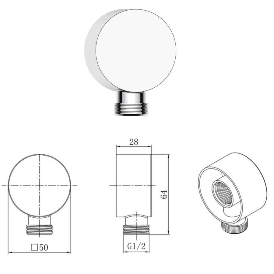 Chrome 1 Outlet Thermostatic Mixer Shower Set with Hand Shower  - Camden